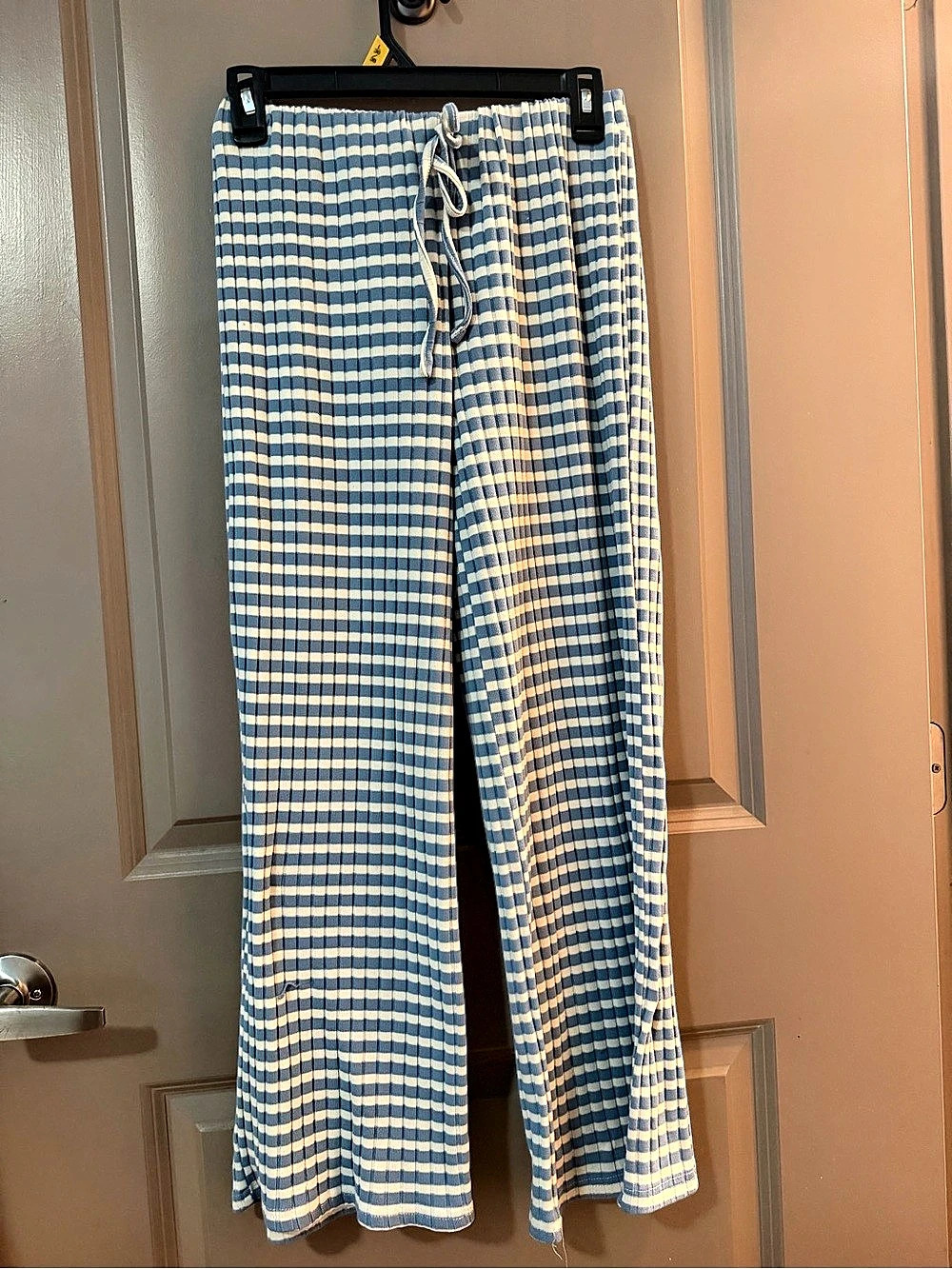 Blue & White Striped Wide Leg Pants